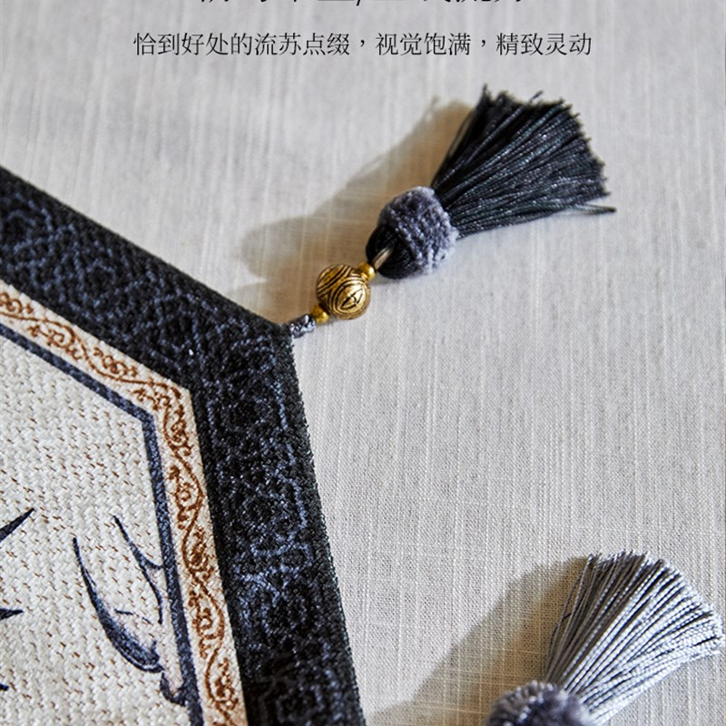 蜡笔派竹燕南飞桌旗新复古中国风高级感餐桌布梳妆台装饰盖布定制