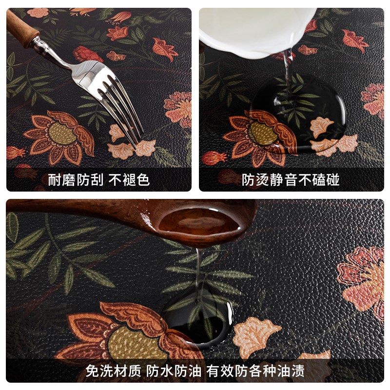 幕幽香美式复古餐桌垫防油防水防烫高级感桌面垫布中古风圆形桌布