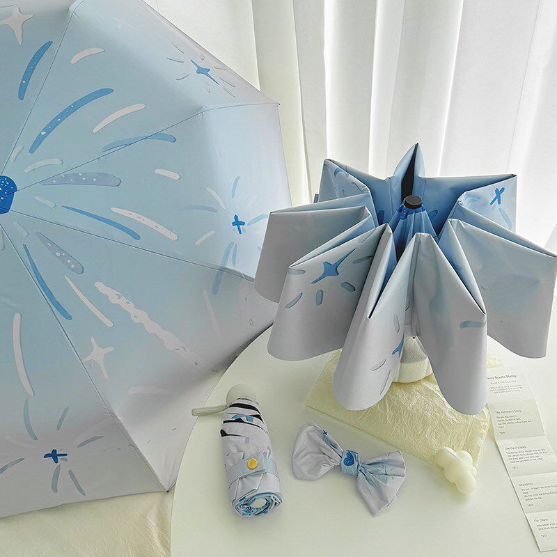 小清新雨伞太阳伞防晒折叠全自动轻巧便携女黑胶防嗮防紫外线遮阳