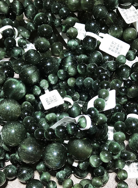 精品天然绿发晶手链男女士满发顺发猫眼幽灵水晶手串猫眼石板钛晶