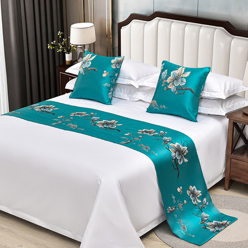 床旗床尾巾高档奢华酒店床上用品宾馆民宿家用床搭欧式简约床盖垫