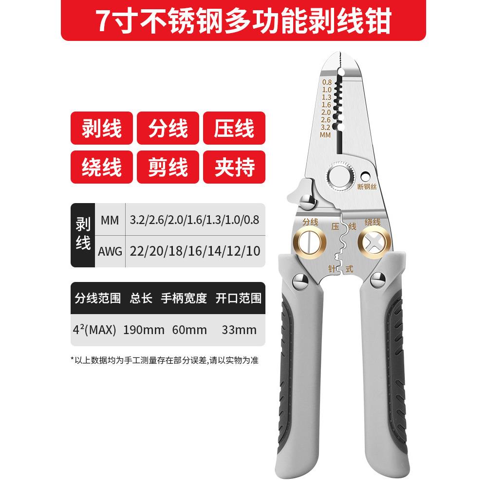 鹿仙子新款多功能剥线钳小口径电工专用不锈钢细线拨线钳加厚迷你图片