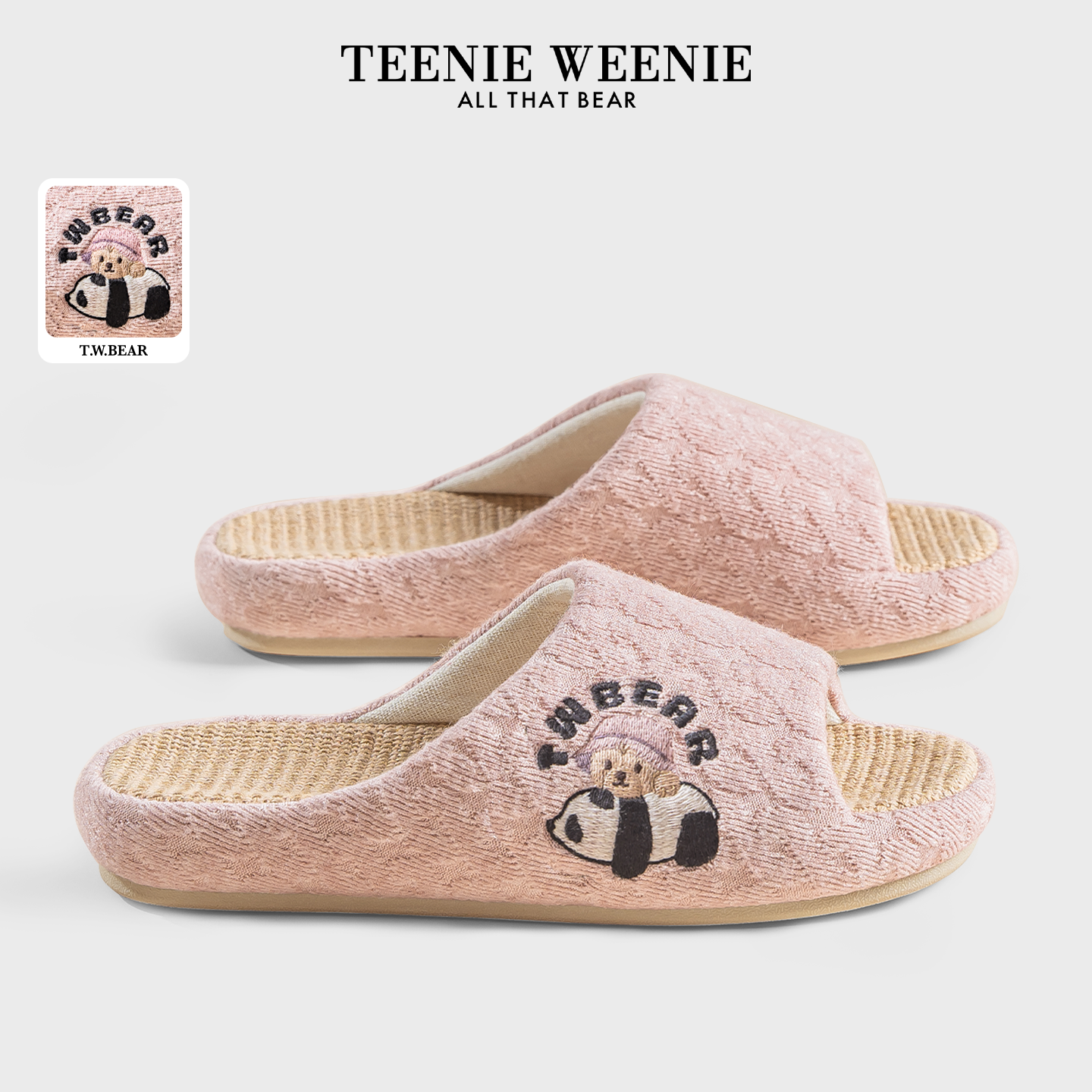 TeenieWeenie小熊亚麻居家拖鞋女