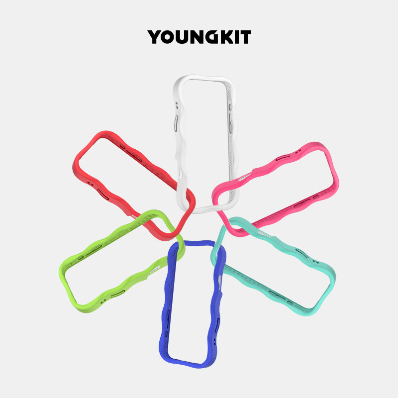 youngkit猿气分体壳边框2026年新款适用苹果16/17ProMax大波浪iPhone15/16pro液态硅胶中框