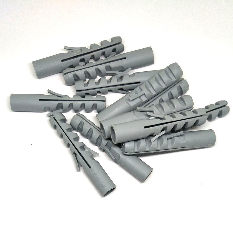 塑料膨胀螺丝胶塞胶粒8厘钉子墙塞胀钉涨管涨栓6mm国标M10锚固钉