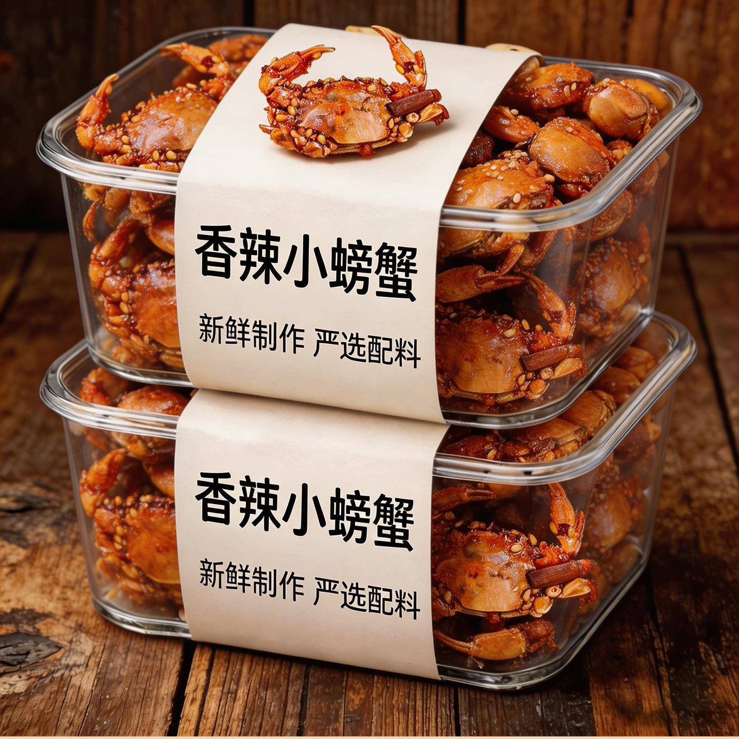 香辣小螃蟹海鲜即食香酥油炸海蟹8090怀旧解馋小零食甜辣香脆螃蟹