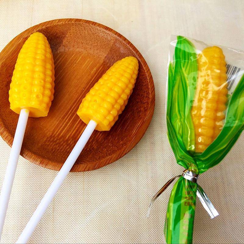 玉米软糖儿童怀旧小零食结婚喜糖橡皮糖玉米棒棒糖11g*100支整桶