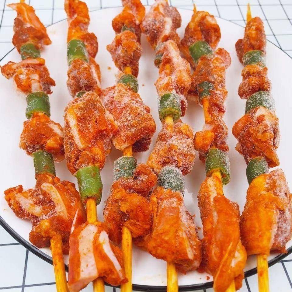 新货青椒脆骨串20串猪脆骨串猪肉串排骨烧烤油炸小吃商用冷冻半成图片