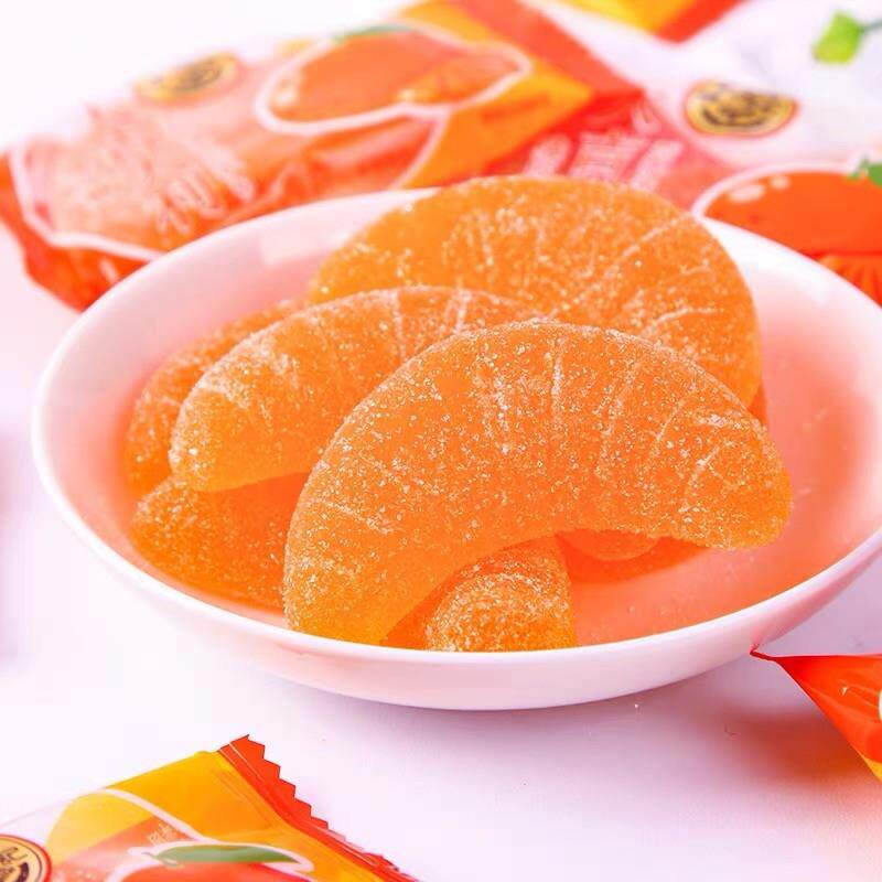 新品果汁橡皮软糖大桔瓣形混合零食水果味喜糖休闲小食