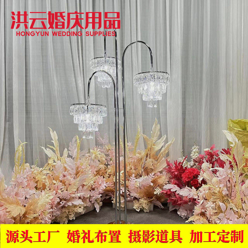 欧式铁艺电镀水晶吊灯冰条路引布置装饰批发婚礼婚庆道具婚宴