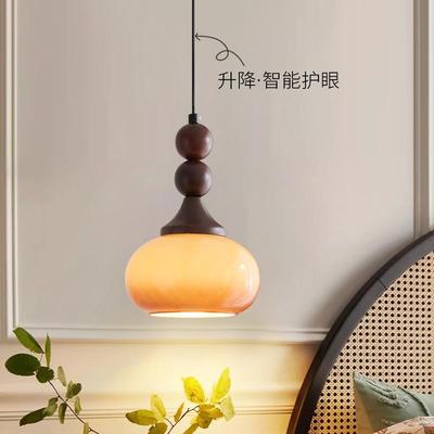 法式复古中古风卧室床头魔豆小吊灯美式餐厅实木吧台吊线灯