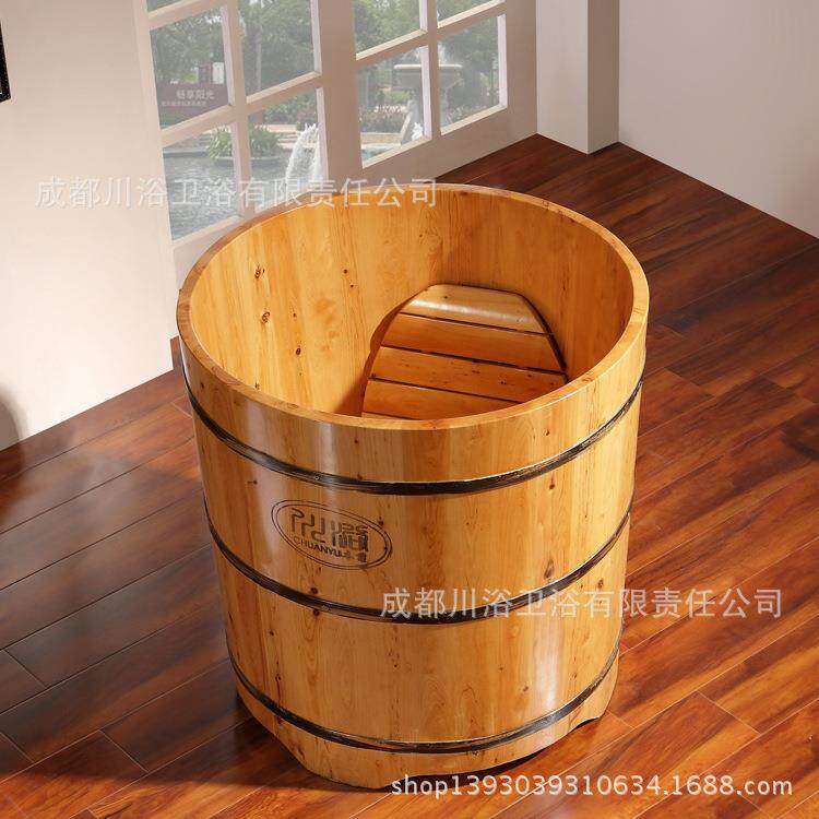 川浴木桶圆形泡澡桶香柏木浴缸泡澡木桶成人浴盆坐浴桶泡澡盆浴桶