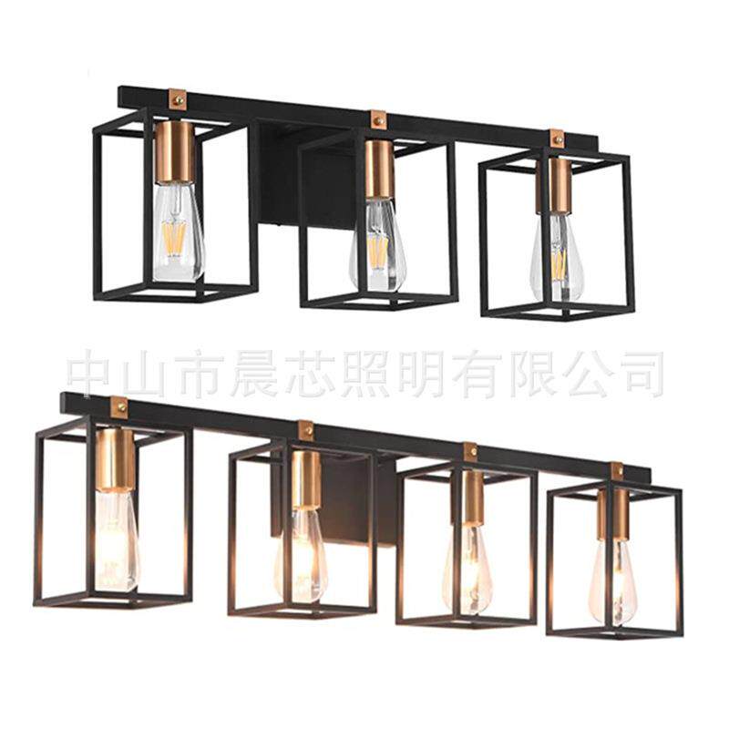 美式复古镜前灯壁灯床头灯卫生间化妆台乡村工业铁艺笼子卧室灯具