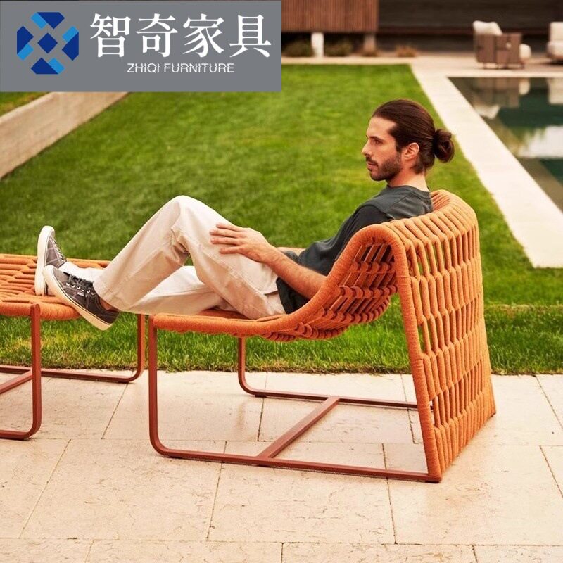 户外编绳休闲椅子茶几沙发庭院椅阳台藤椅酒店花园露台休闲懒人椅