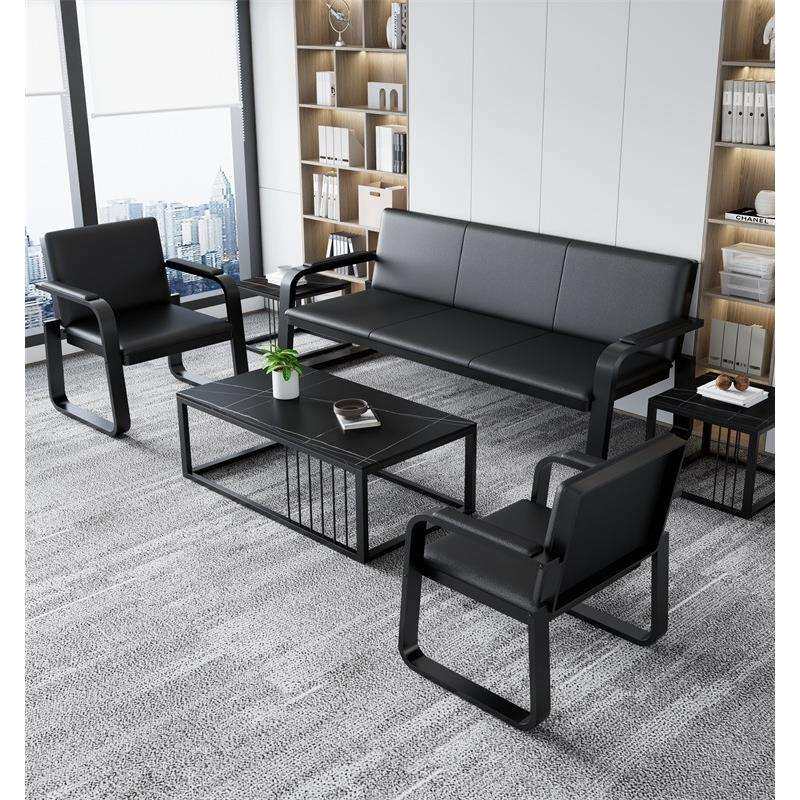 办公沙发茶几组合接待室商务会客长排椅三位办公室铁架三人位沙发