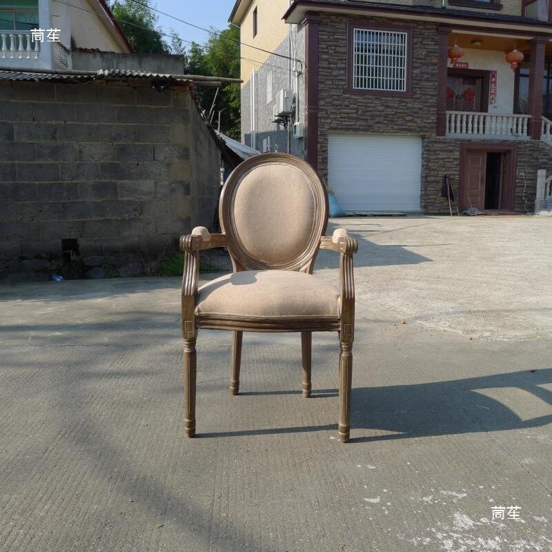 欧式餐椅复古实木做旧椅子美式休闲靠背椅酒吧椅带扶手椅美式椅子