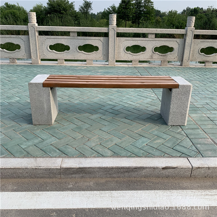 供应石雕坐凳公园广场花岗岩条形石凳子靠背式石椅 做工牢固