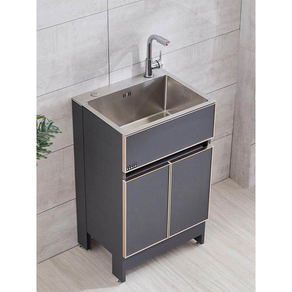 不锈钢阳台水槽柜洗衣台盆一体洗碗菜池厨房洗手落地小户型浴室柜