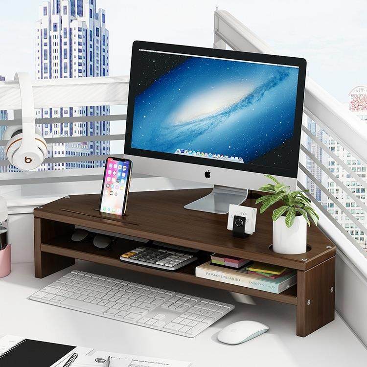 三角电脑增高架显示器屏幕底座支架办公室桌面置物架键盘收纳架子