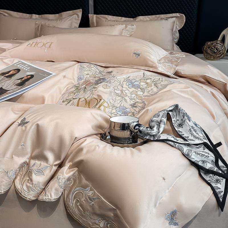 高档法式浪漫刺绣天丝被套四件套冰丝被罩欧式奢华风床上用品夏天