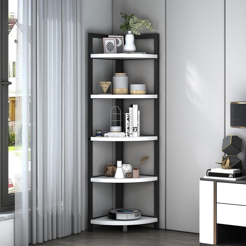 墙角置物架花架拐角落地柜客厅钢木三角形转角储物书架子收纳扇形