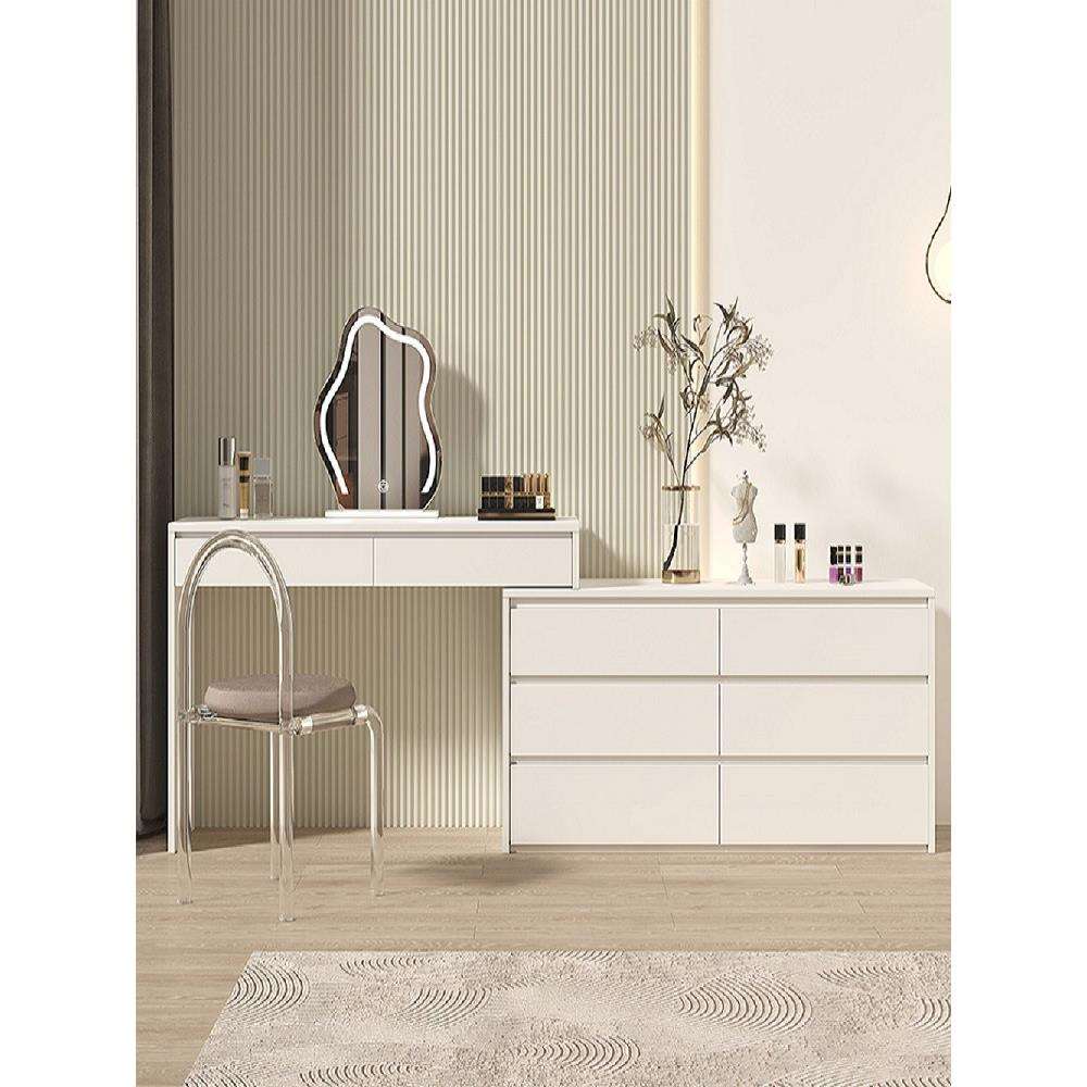 北欧现代简约梳妆台斗柜一体化妆桌卧室书桌组合柜网红轻奢收纳柜