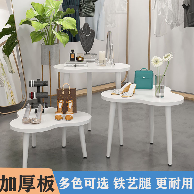 服装店童装店中岛展示台橱窗白色展示桌样品高低流水台花店花架