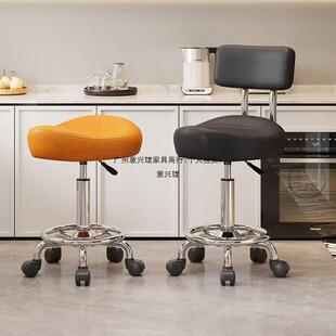 马鞍椅直播高脚凳升降椅前台收银台带轮吧台椅厨房万向轮专用椅子