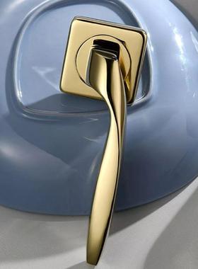 静音分体铜锁门锁全铜实心铬色PVD金色北欧房门锁卧室门锁磁吸锁