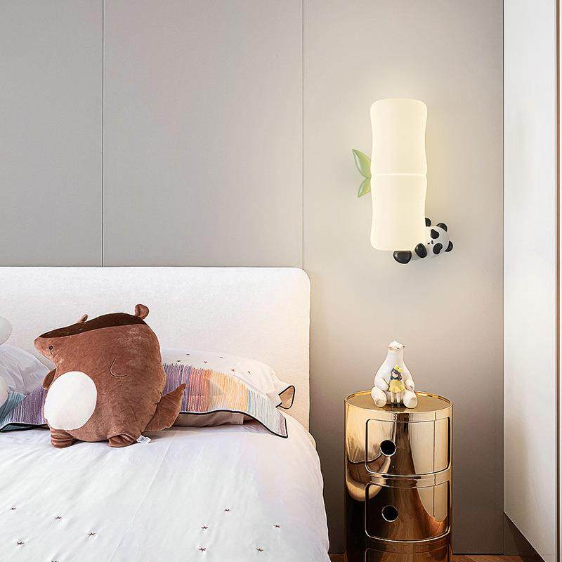 卡通动物创意竹节壁灯全光谱奶油风卧室床头装饰灯阳台走廊过道灯