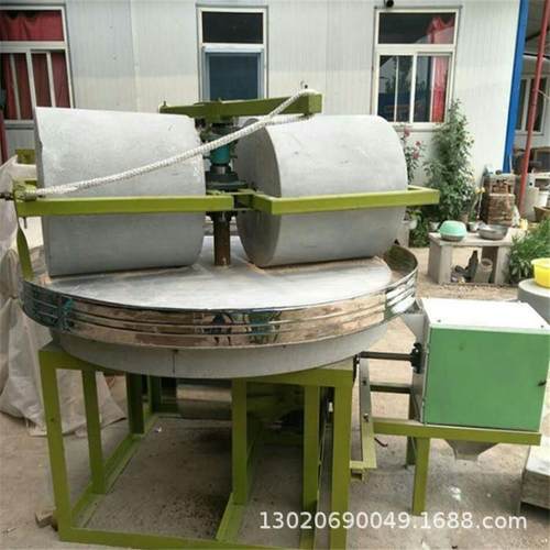 双辊碾压粮食磨面机低俗研磨磨酱设备1米石磨机器220v380v