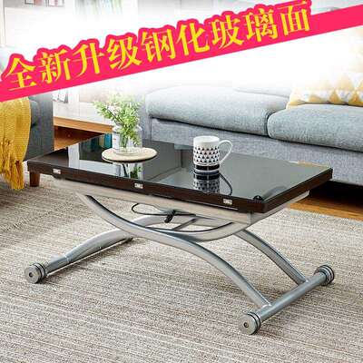 活动茶几餐桌一体式家用小户型折叠升降客厅桌两用可移动带轮桌子
