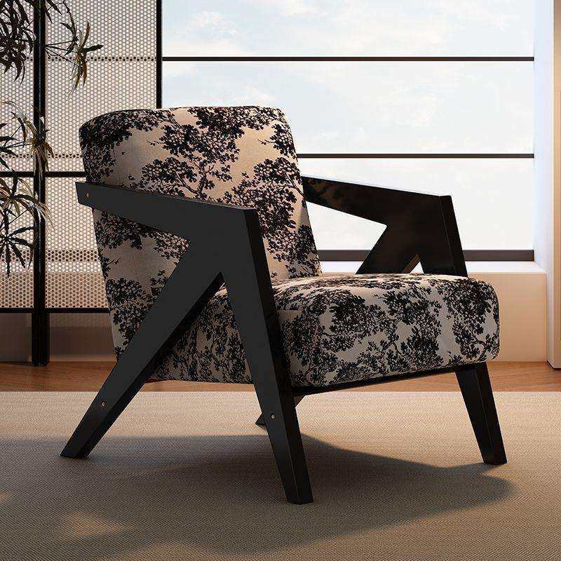 北欧实木单人沙发椅法式中古风客厅阳台休闲懒人设计师理查德椅棉