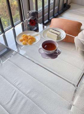 亚克力茶几透明轻奢网红家用边几北欧卧室角几沙发边柜飘窗小桌g^