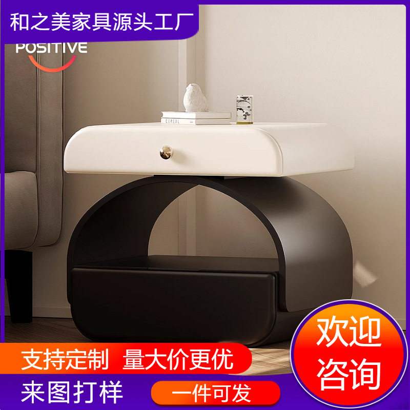 意式极简实木镂空床头柜