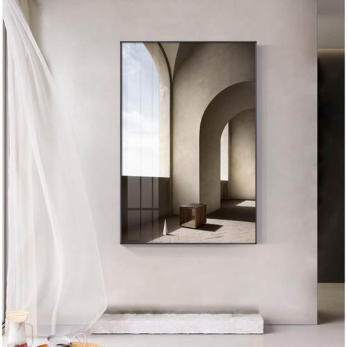 现代极简风走廊过道壁画空间延伸艺术玄关装饰画客厅轻奢建筑挂画