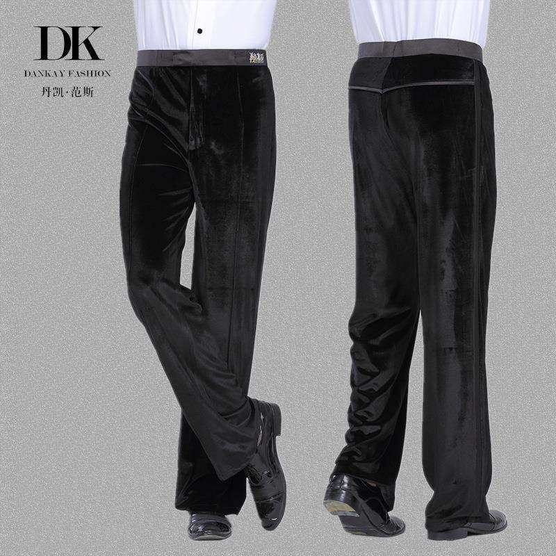 丹凯男士广场拉丁摩登交谊舞裤表演成人练习丝绒直筒长裤垂感