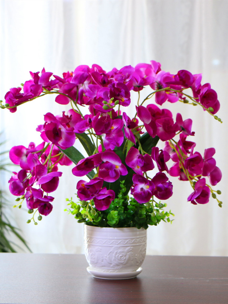 假花花蝴蝶兰盆栽摆件塑料花客厅餐桌装饰花插花绢花干花摆设