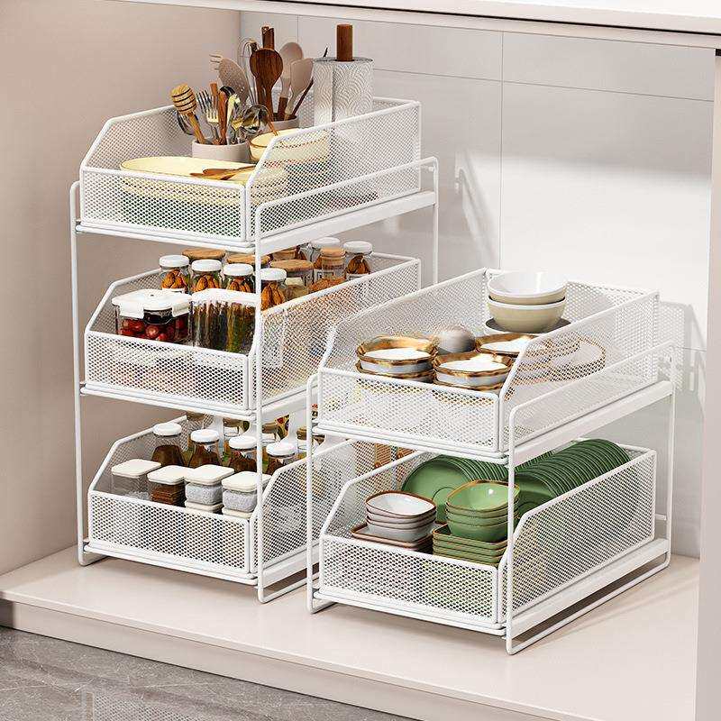 厨房柜子抽拉式置物架橱柜分层架多层加深抽屉台面下水槽拉篮神器