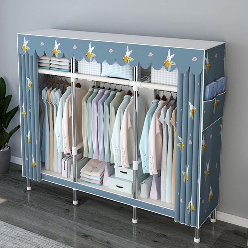 简易衣柜家用卧室落地房间挂衣服布衣柜非不锈钢实木衣帽架出租屋