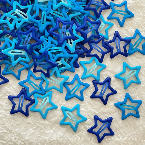 多巴胺蓝色发夹可爱五角星星小夹子头饰y2k发卡女生刘海侧边卡子