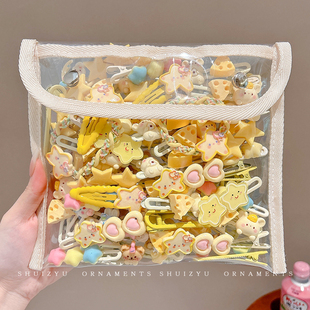 黄色女儿童发夹2026年新款头饰夏季气质发卡宝宝碎发固定鸭嘴卡子