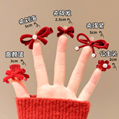 秋冬气质植绒蝴蝶结发夹女高级感红色新年头饰侧边刘海夹碎发夹子