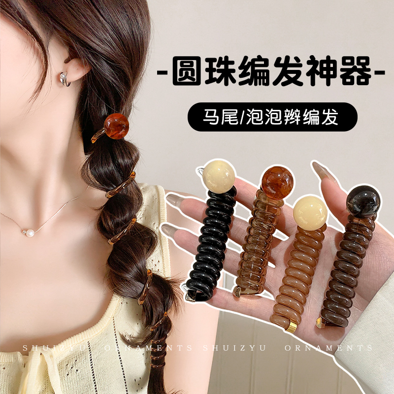 复古球球电话线发圈女2025新款