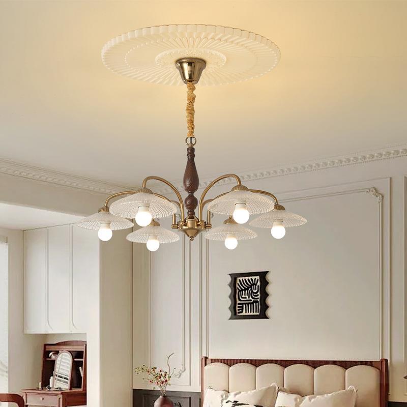 法式中古风客厅吊灯美式复古餐厅艺术创意卧室主灯北欧实木大厅灯