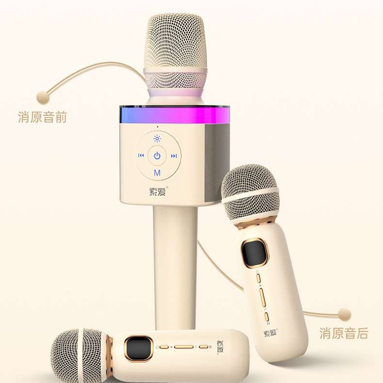 索爱MC62话筒音响一体麦克风自带音响家用便携卡拉OK户外直播专用