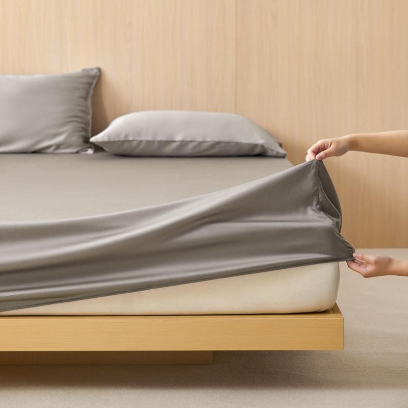 A类母婴进口兰精天丝四件套纯色床笠单人1.8床罩凉感裸睡单床笠