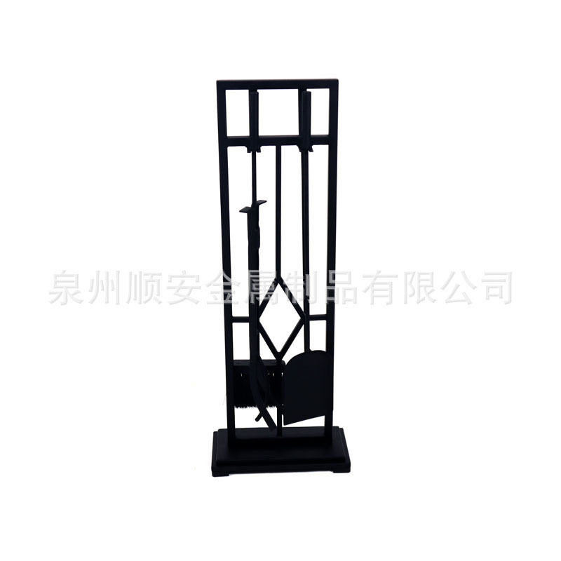 火炉工具壁炉烧烤工具可拆卸铁艺火炉BBQ工具火钩火钳刷子四件套