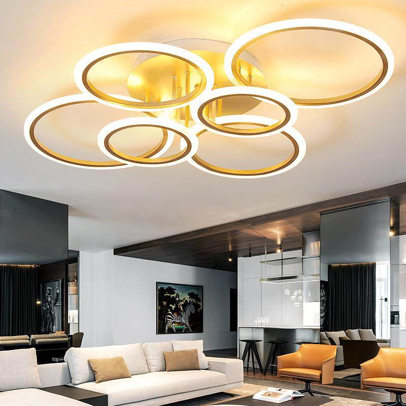 2024年新款led客厅主灯轻奢吸顶灯圆圈现代简约大气大厅中山灯具