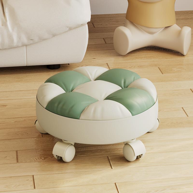 滑轮矮凳多功能儿童学步神器美缝凳带万向轮小凳子家用擦地圆板凳